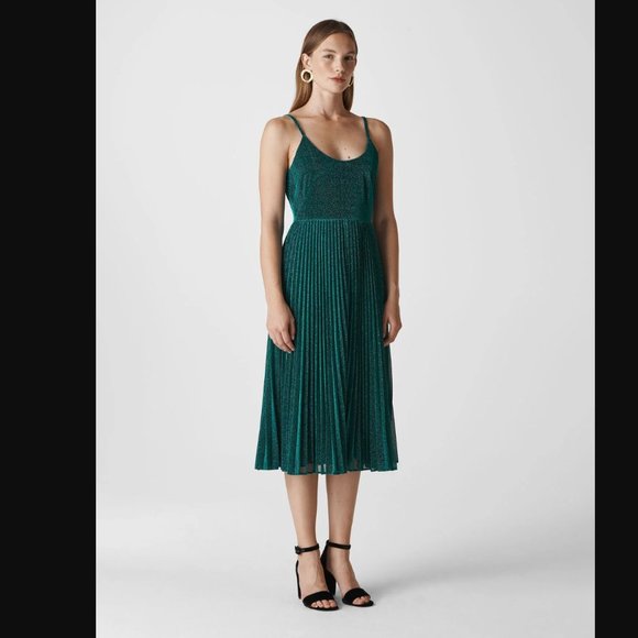 Whistles Regina Pleated Sparkle Dress - Picture 8 of 11